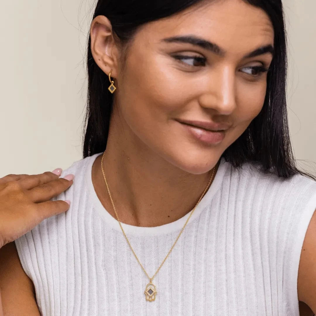 All shiny Hamsa Set for Her - זהב ויהלומים