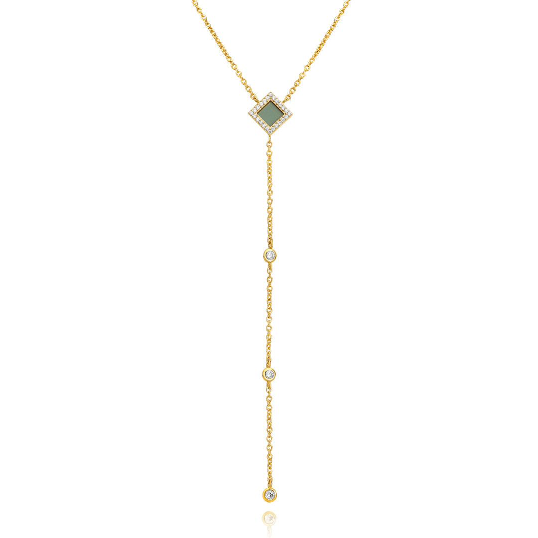 Star Drop Necklace - זהב ויהלומים
