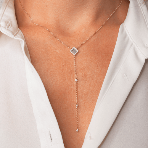 Star Drop Necklace - זהב ויהלומים