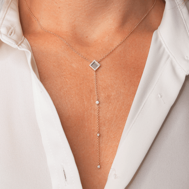 Star Drop Necklace - זהב ויהלומים