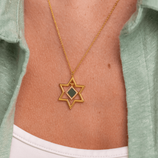 Star of David Necklace for Women- זהב ויהלומים