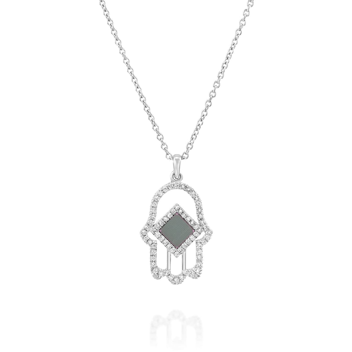 All Shiny Hamsa Necklace - זהב ויהלומים