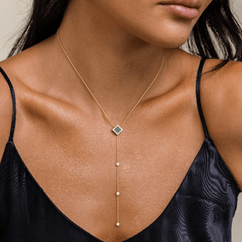 Star Drop Necklace - זהב ויהלומים