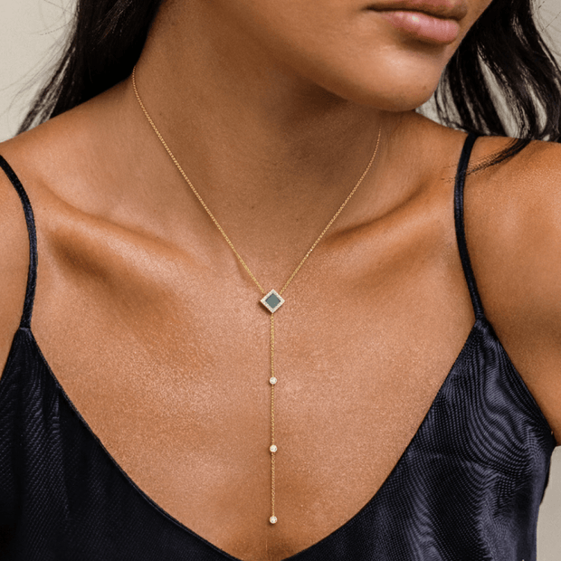 Star Drop Necklace - זהב ויהלומים