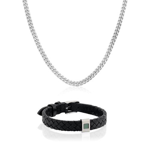 Set Energy Bracelet & Cuban Necklace For Him