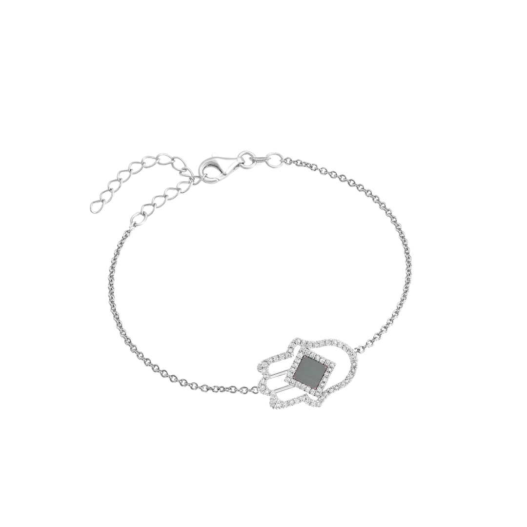 All shiny Hamsa Bracelet - זהב ויהלומים