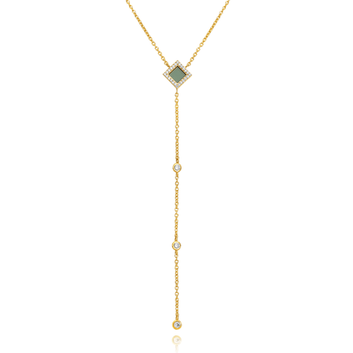 Star Drop Necklace - זהב ויהלומים