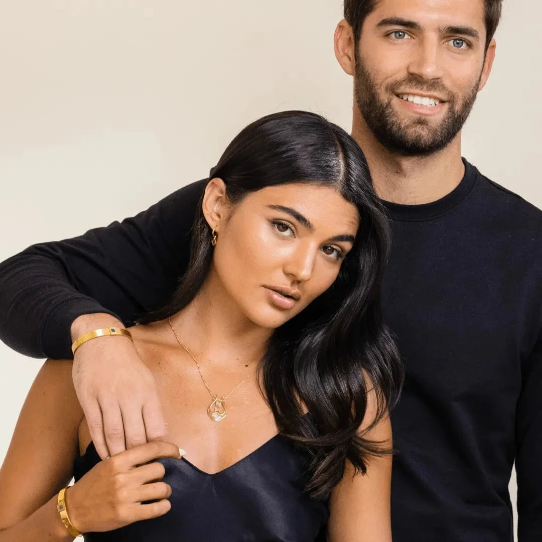 Harp of David Necklace- זהב ויהלומים