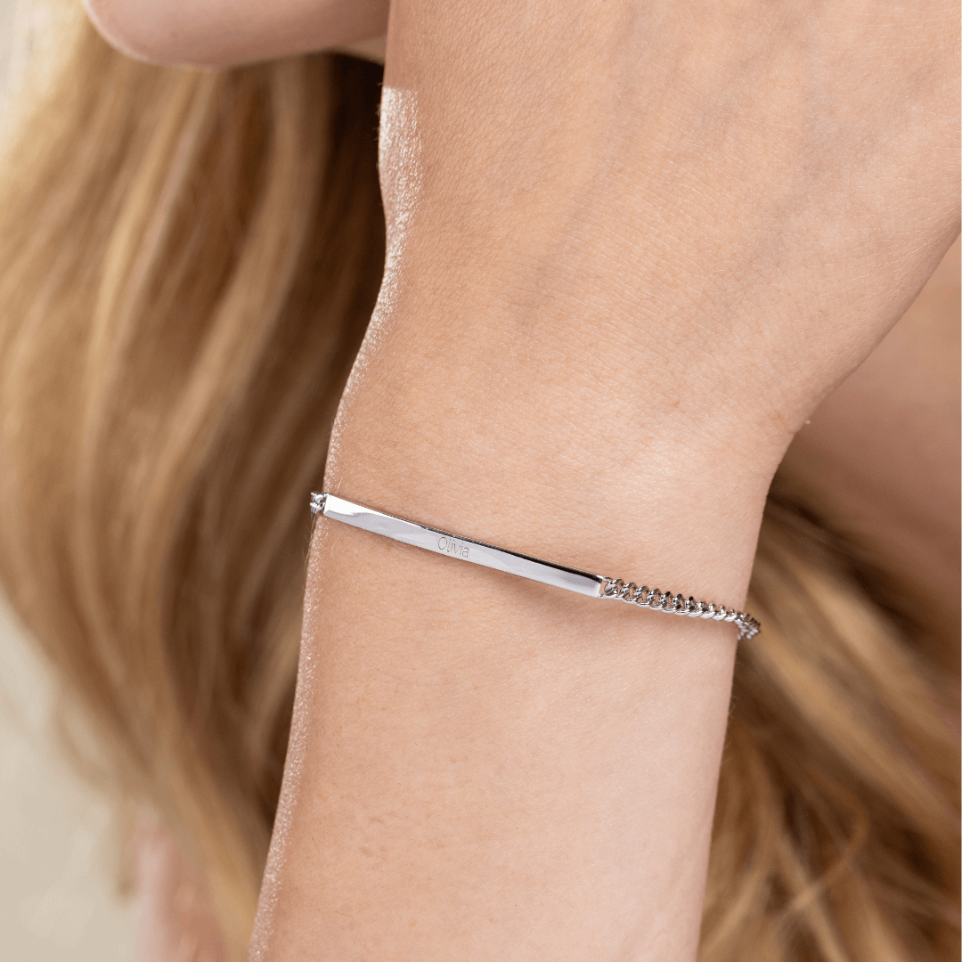 Cuban Plate Bracelet for women -  3mm