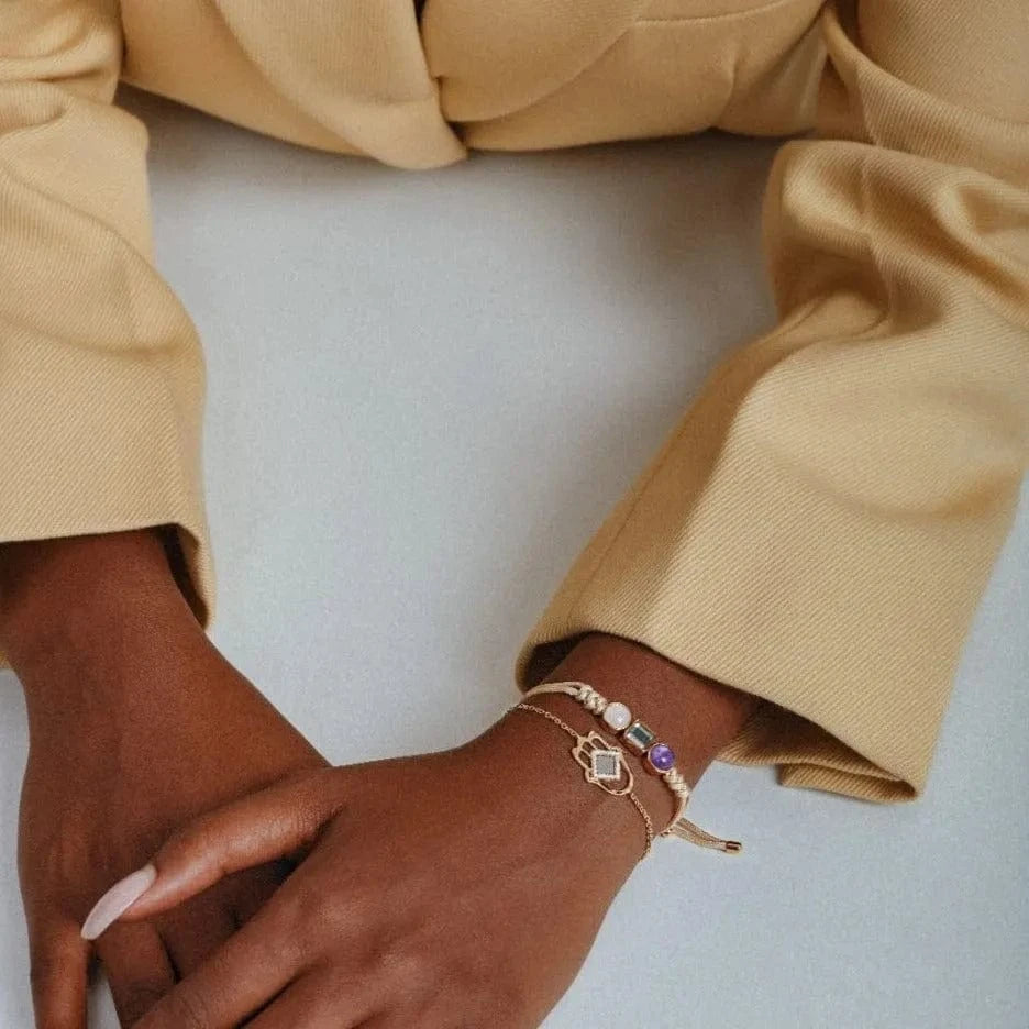 All shiny Hamsa Set for Her - זהב ויהלומים