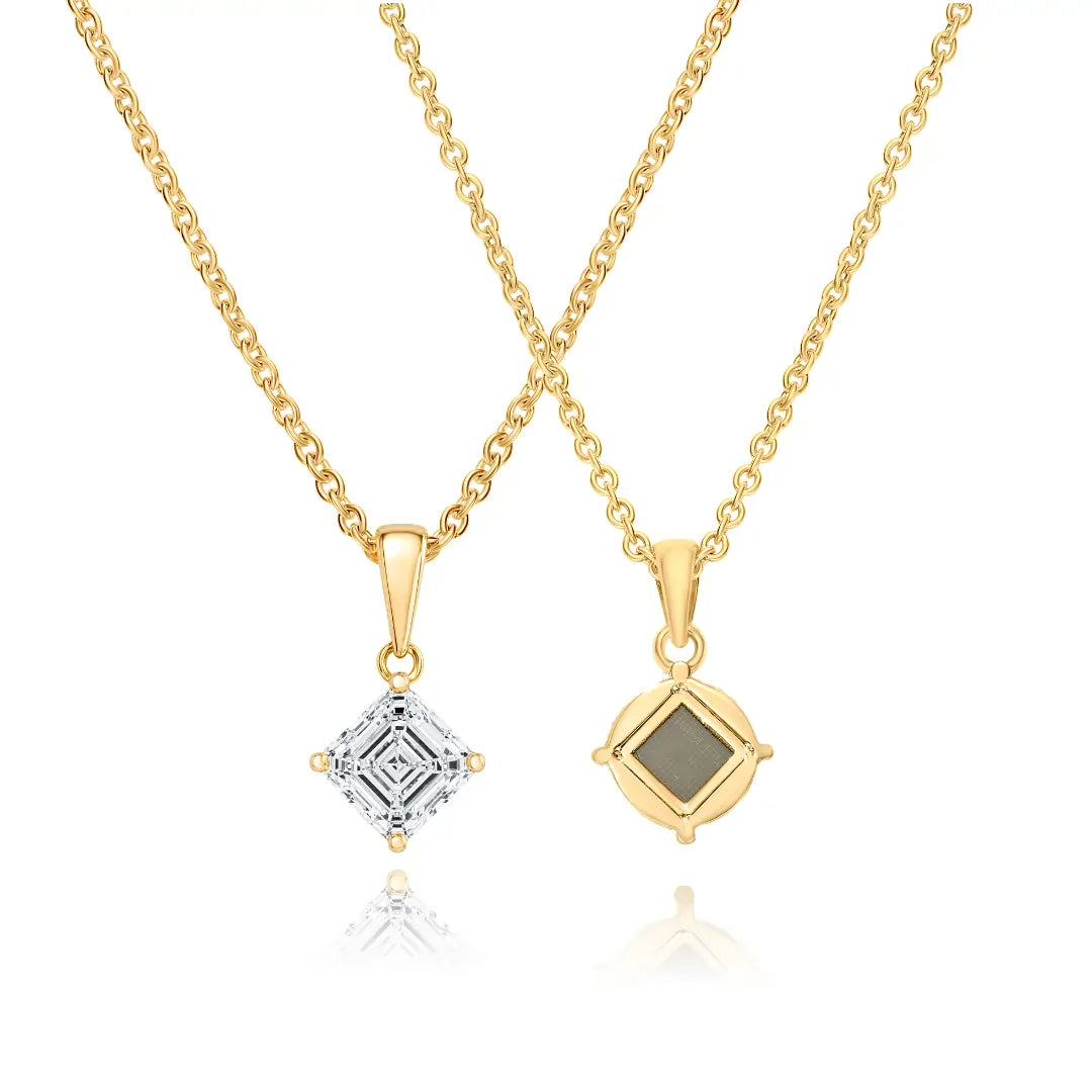 Asscher Cut Diamond Necklace - זהב ויהלומים