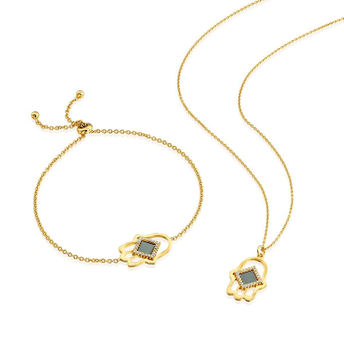 Hamsa Set for Her - זהב ויהלומים