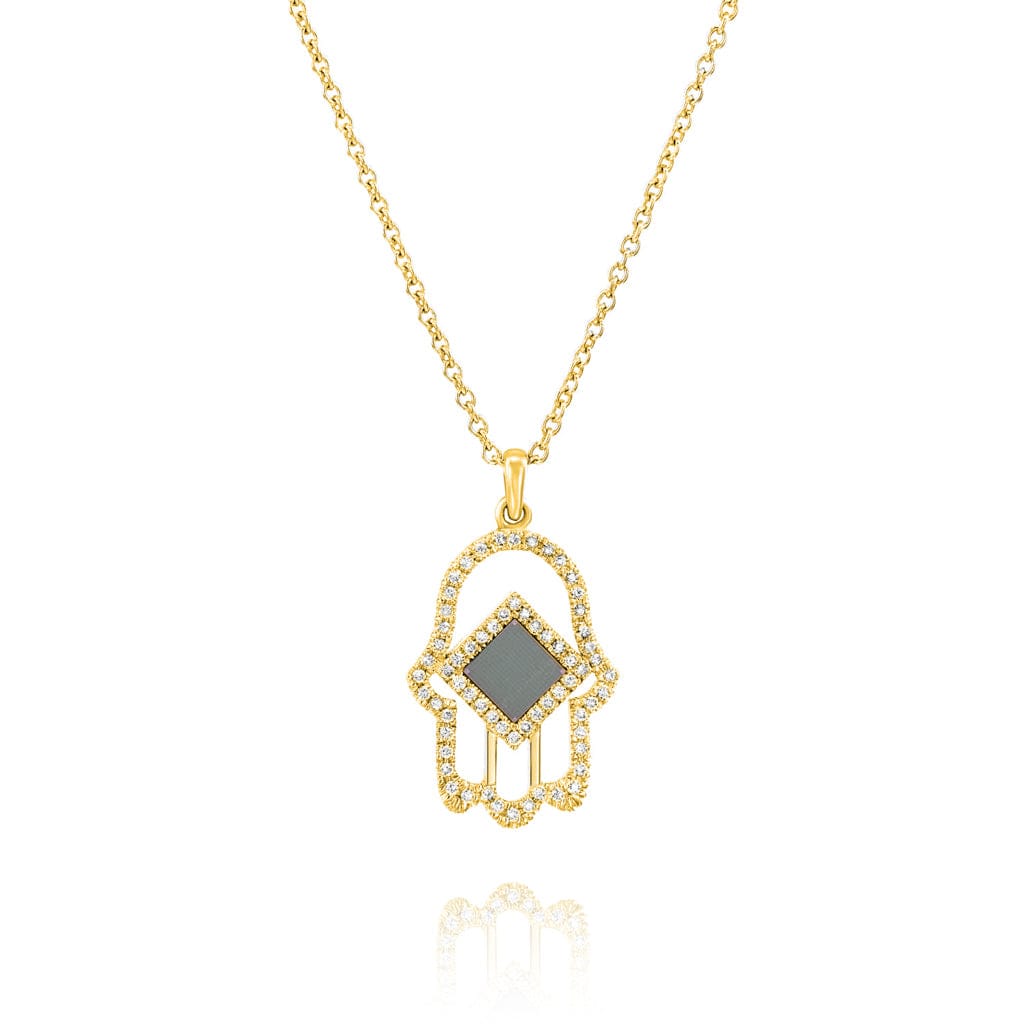 All Shiny Hamsa Necklace - זהב ויהלומים