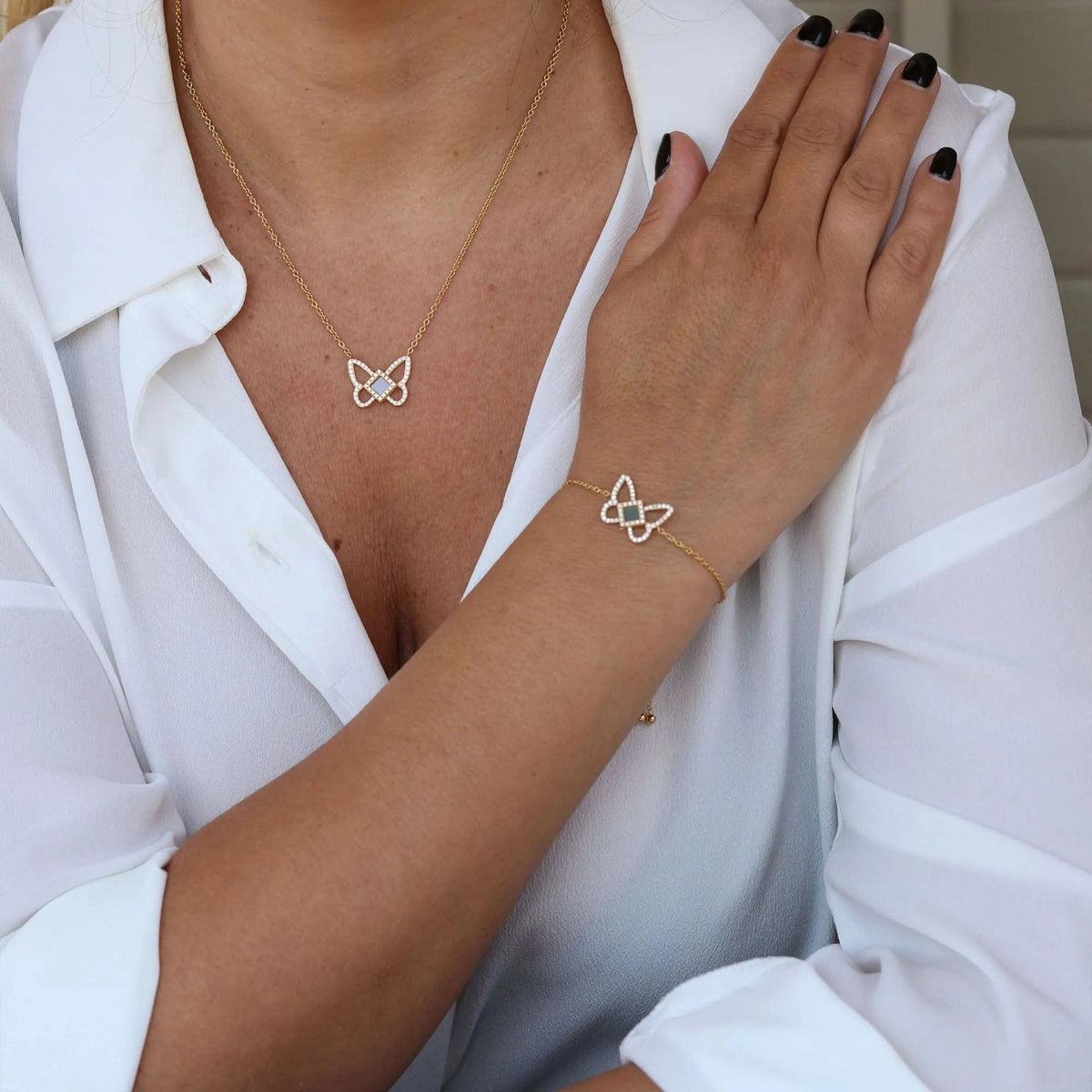 Butterfly set for Her - זהב ויהלומים