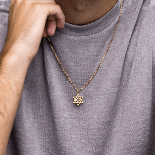 Star of David Necklace for Men - זהב 14 קראט