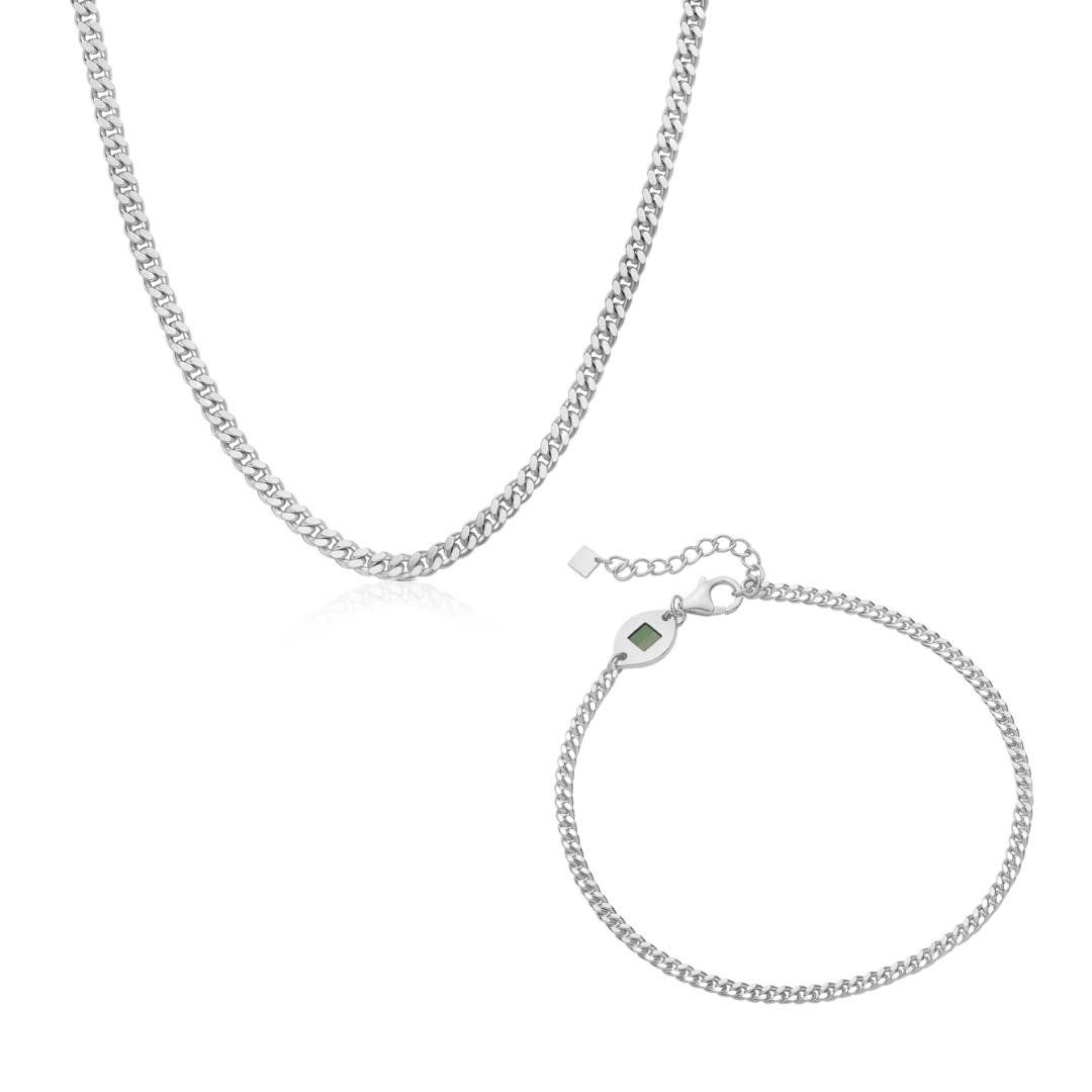 Set Cuban Necklace & Bracelet For Him - 3mm