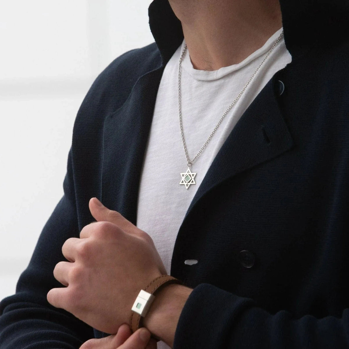 Star of David Necklace for Men - זהב 14 קראט