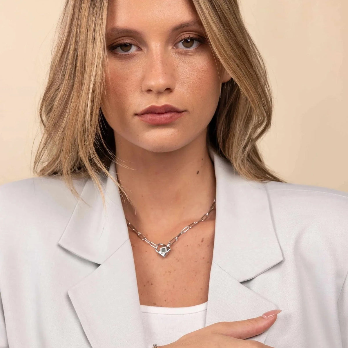 Shiny Locker Necklace - זהב ויהלומים