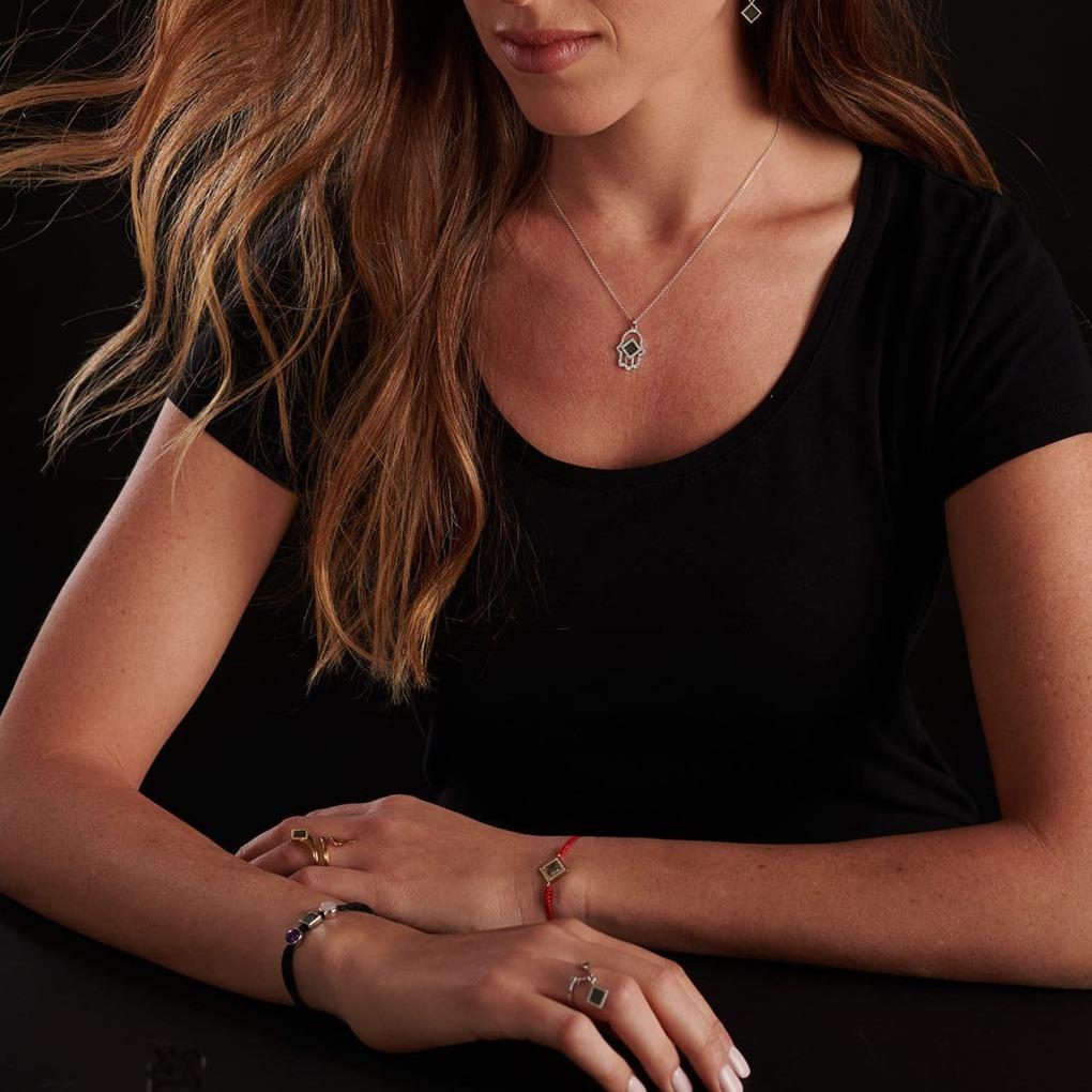 All shiny Hamsa Set for Her - זהב ויהלומים