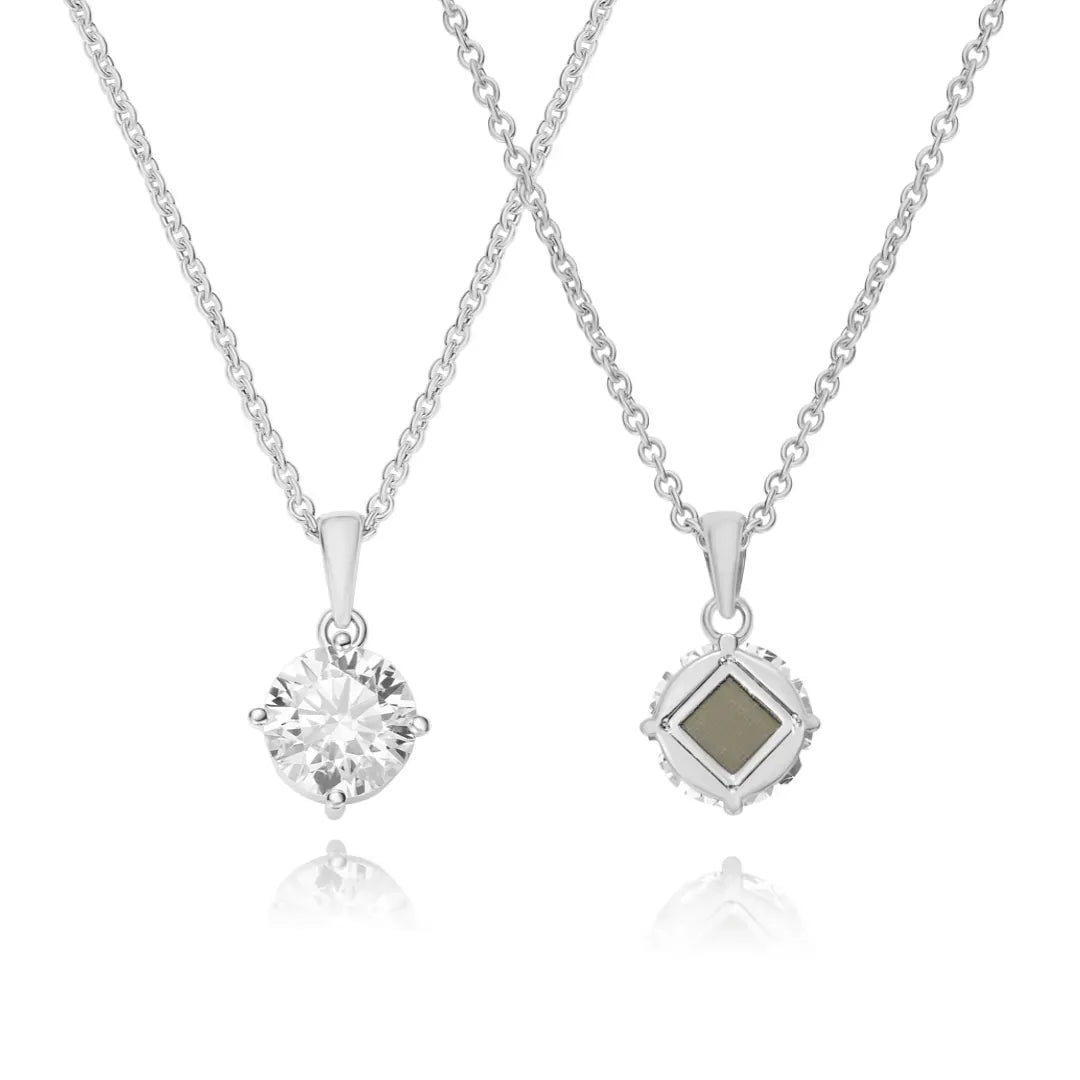 Round Diamond Solitaire Necklace - זהב ויהלומים