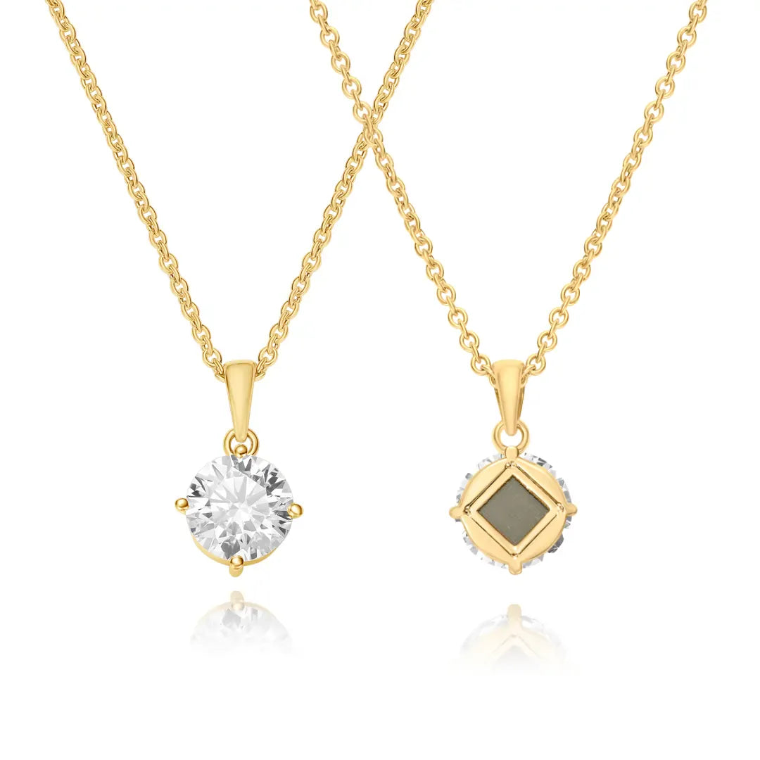 Round Diamond Solitaire Necklace - זהב ויהלומים