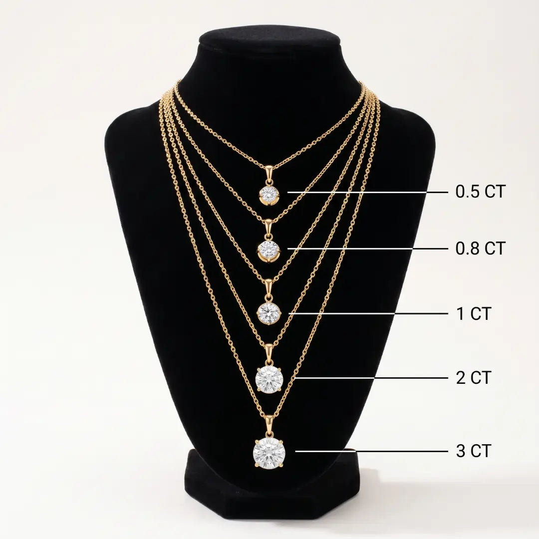Round Diamond Solitaire Necklace - זהב ויהלומים
