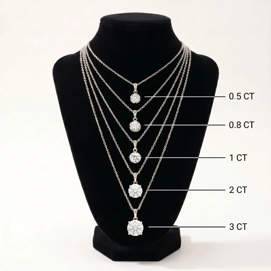 Round Diamond Solitaire Necklace - זהב ויהלומים