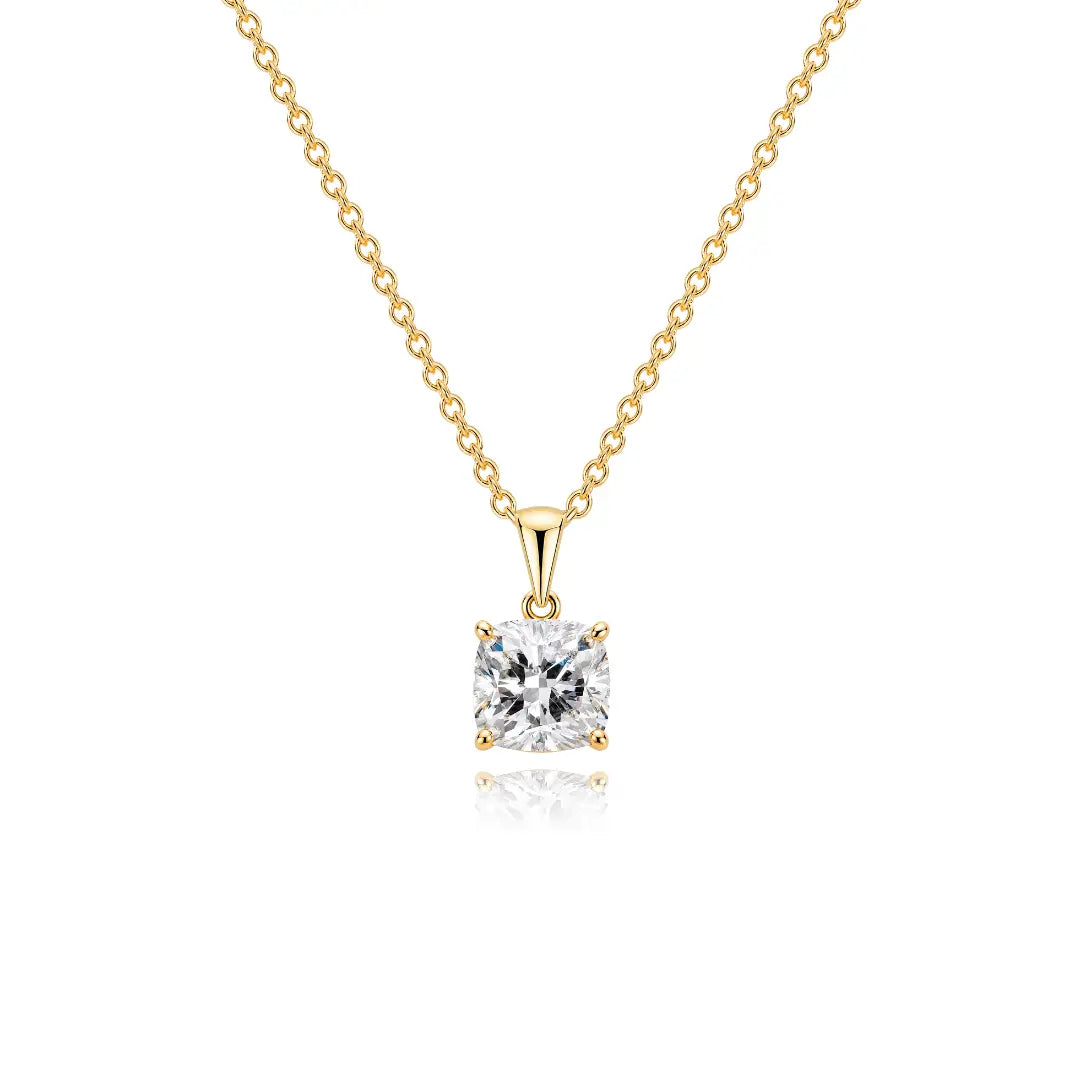 Cushion Cut Diamond Necklace - זהב ויהלומים