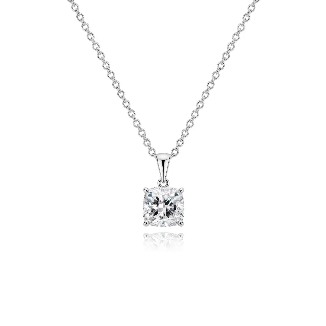 Cushion Cut Diamond Necklace - זהב ויהלומים
