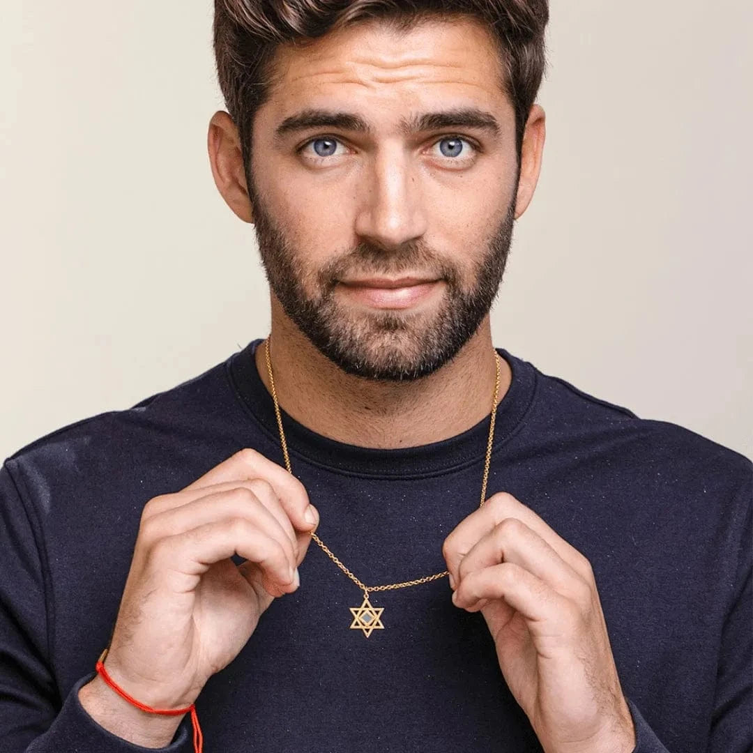 Star of David Necklace for Men - זהב 14 קראט