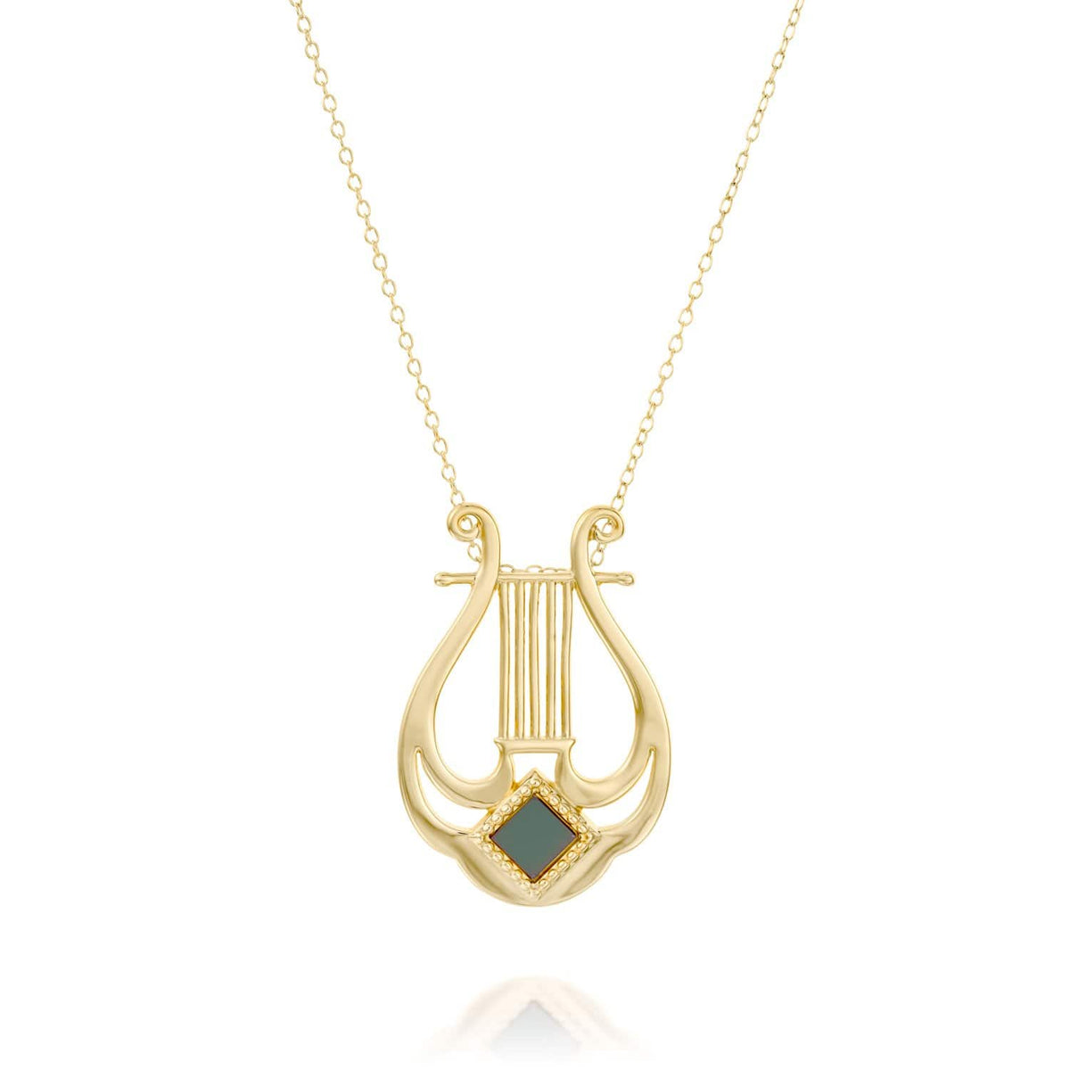 Harp of David Necklace- זהב ויהלומים