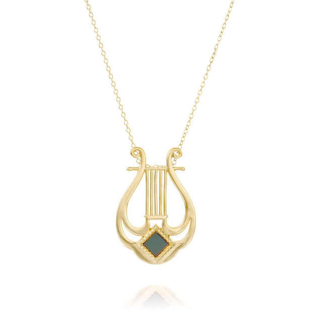 Harp of David Necklace- זהב ויהלומים