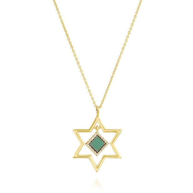 Star of David Necklace for Women- זהב ויהלומים