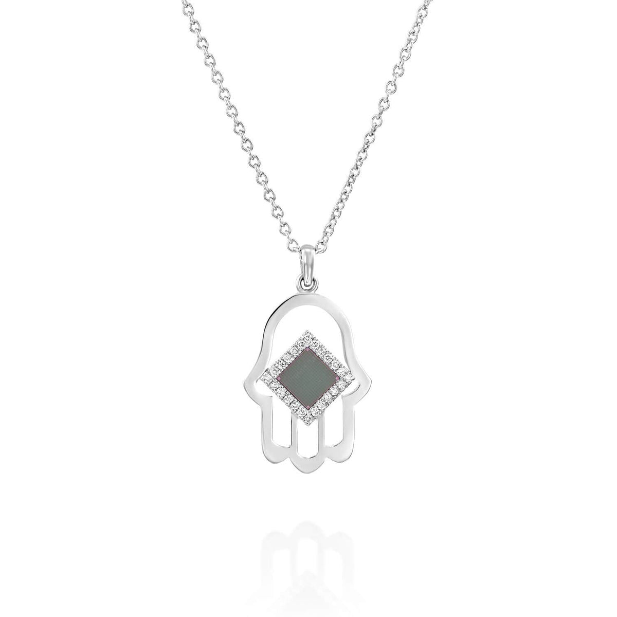 The Hamsa Necklace - זהב 14 קראט ויהלומים